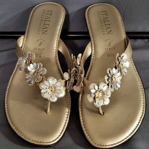 Italian Shoemakers Gold Floral Sandals